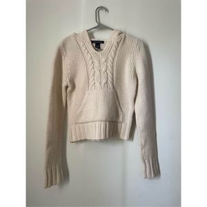 NWOT Abercrombie & Fitch Womens Hooded 100% Lambswool Cream Hooded Sweater